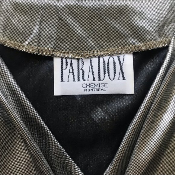 Paradox Chemise Montreal Metallic Silver Wrap Top Size Medium Vintage - Picture 6 of 10